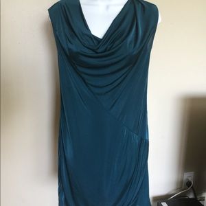 Armani Exchange S teal cowl neck ruched